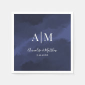 ネイビエレガントーブルー結婚ズ スタンダードカクテルナプキン (正面)