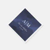 ネイビエレガントーブルー結婚ズ スタンダードカクテルナプキン (角)