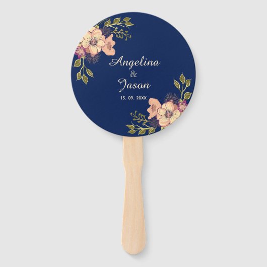 ネイビエレガントーブルー結婚ズ ハンドファン (正面)