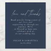 ネイビエレガントーブルー結婚ズ ワインラベル (シングルラベル)