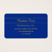 ネイビエレガントーブルー背景の金ゴールドスクリプト (裏面)