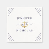 ネイビエレガントーブルー航海のいかり結婚ズ スタンダードカクテルナプキン (正面)