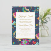 ネイビエレガントーブルー花金ゴールド幹パーティー 招待状 (スタンド正面)