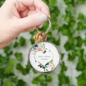 ネイビエレガントーブルー赤面バラフローラハート結婚ズ キーホルダー (手)