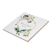 ネイビエレガントーブルー赤面バラフローラハート結婚ズ タイル (側面)