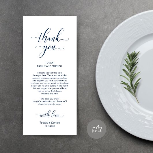 ネイビエレガントーブルー配置設定サンキューカード プログラム