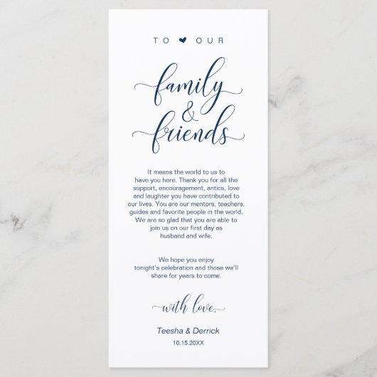 ネイビエレガントーブルー配置設定サンキューカード プログラム (正面)