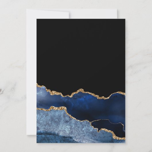 ネイビエレガントーブルー金ゴールドアガテマーブルスウィート16 招待状 (裏面)