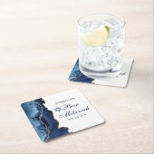 ネイビエレガントーブルー金ゴールドアゲートバー(ユダヤ教の)バル・ミツバーパーティー スクエアペーパーコースター (インサイチュ)