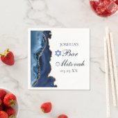 ネイビエレガントーブルー金ゴールドアゲートバー(ユダヤ教の)バル・ミツバーパーティー スタンダードカクテルナプキン (インサイチュ)