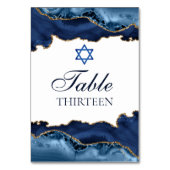 ネイビエレガントーブルー金ゴールドアゲートバー(ユダヤ教の)バル・ミツバーパーティー テーブルナンバー (裏面)