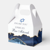 ネイビエレガントーブルー金ゴールドアゲートバー(ユダヤ教の)バル・ミツバーパーティー フェイバーボックス (正面サイド)