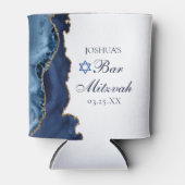 ネイビエレガントーブルー金ゴールドアゲートバー（ユダヤ教の）バル・ミツバーパーティー 缶クーラー (正面)