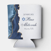 ネイビエレガントーブルー金ゴールドアゲートバー（ユダヤ教の）バル・ミツバーパーティー 缶クーラー (裏面)