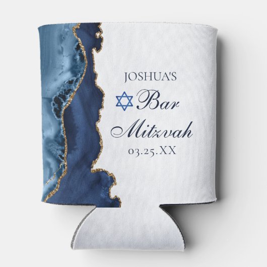 ネイビエレガントーブルー金ゴールドアゲートバー(ユダヤ教の)バル・ミツバーパーティー 缶クーラー (裏面)