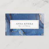 ネイビエレガントーブルー金ゴールドグリッターアゲートマーブル 予約カード (裏面)