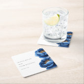 ネイビエレガントーブルー金ゴールドフローラ結婚ズ スクエアペーパーコースター (インサイチュ)