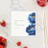 ネイビエレガントーブルー金ゴールドフローラ結婚ズ スタンダードカクテルナプキン (インサイチュ)