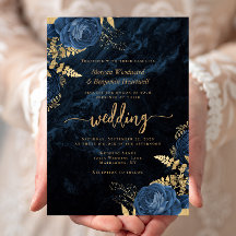 ネイビエレガントーブルー金ゴールドフローラ結婚ズ