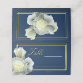 ネイビエレガントーブルー金ゴールドホワイトローズダブルフレーム プレイスカード (外部開封)