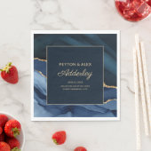 ネイビエレガントーブルー金ゴールドマーブルアガテ結婚ス スタンダードランチョンナプキン (インサイチュ)