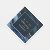 ネイビエレガントーブルー金ゴールドマーブルアガテ結婚ス スタンダードランチョンナプキン (角)