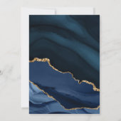 ネイビエレガントーブルー金ゴールドマーブルブライダルシャワー 招待状 (裏面)