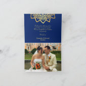 ネイビエレガントーブルー金ゴールド写結婚真ズ サンキューカード (内部)