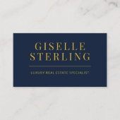 ネイビエレガントーブルー金ゴールド実在不動産業者QRコード 名刺 (正面)