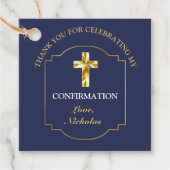 ネイビエレガントーブルー金ゴールド少年の確認ありがとう フェイバータグ (正面)