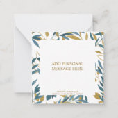 ネイビエレガントーブルー金ゴールド植物学校「ありがとう」 ノートカード (裏面)