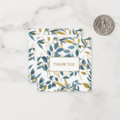 ネイビエレガントーブルー金ゴールド植物学校「ありがとう」 ノートカード (正面/裏面インサイチュ)