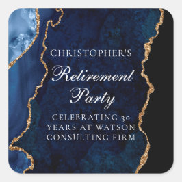 ネイビエレガントーブルー金ゴールド瑪瑙の退職パーティー スクエアシール