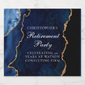 ネイビエレガントーブルー金ゴールド瑪瑙の退職パーティー スパークリングワインラベル (シングルラベル)