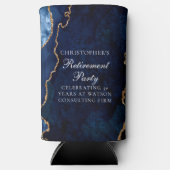 ネイビエレガントーブルー金ゴールド瑪瑙の退職パーティー スリム缶クーラー (正面)