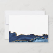 ネイビエレガントーブルー金ゴールド瑪瑙ウェディングRSVPカード 出欠カード (裏面)