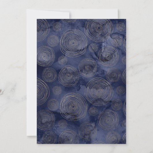 ネイビエレガントーブルー金ゴールド空のネストパーティー 招待状 (裏面)