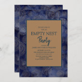 ネイビエレガントーブルー金ゴールド空のネストパーティー 招待状 (正面/裏面)