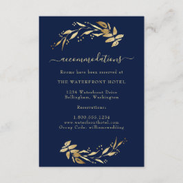 ネイビエレガントーブルー金ゴールド結婚ズ宿泊施設 エンクロージャーカード