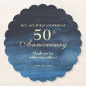 ネイビエレガントーブルー50結婚周年 ペーパーコースター (正面)
