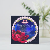 ネイビエレガントーブルー5thハッピーズ結婚アニバーサリー カード (スタンド正面)