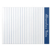 ネイビエレガントーブルー8.5x11レターサイズパーソナライズされた ノートパッド (正面)