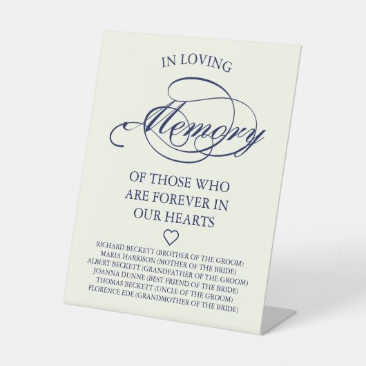 ネイビエレガントーブルー&アイボリース結婚ト記念碑 台座サイン (正面)