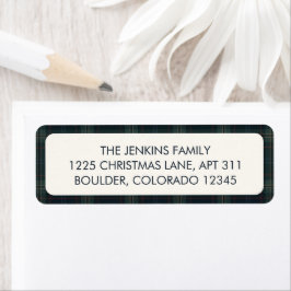 ネイビエレガントーブルー&グリーンプレイド差出人住所 ラベル