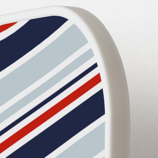 ネイビエレガントーブルー&グレイ沿岸ストライプカスタム ピックルボールラケット (左詳細)