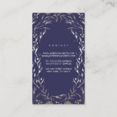 ネイビエレガントーブルー&ゴールドフォイルフローラ 名刺 (裏面)