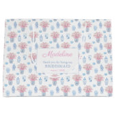 ネイビエレガントーブルー&ピンクブリーズメイドサンキュー ラージペーパーバッグ (正面)