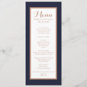 ネイビエレガントーブルー,ホワイトとフェイクバラの金ゴールド結婚 メニュー (正面)