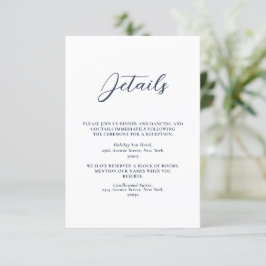 ネイビエレガントーブルー&ホワイトシンプルズ結婚 エンクロージャーカード