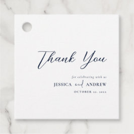 ネイビエレガントーブルー&ホワイトシンプルズ結婚 フェイバータグ